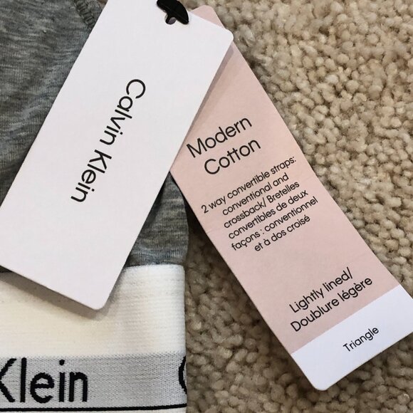 NWT Calvin Klein Gray 2-Way Convertible Straps Adjustable Padded Bra Bralette - Picture 3 of 8